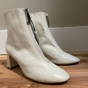 Zara Cream Leather Zip Up Booties